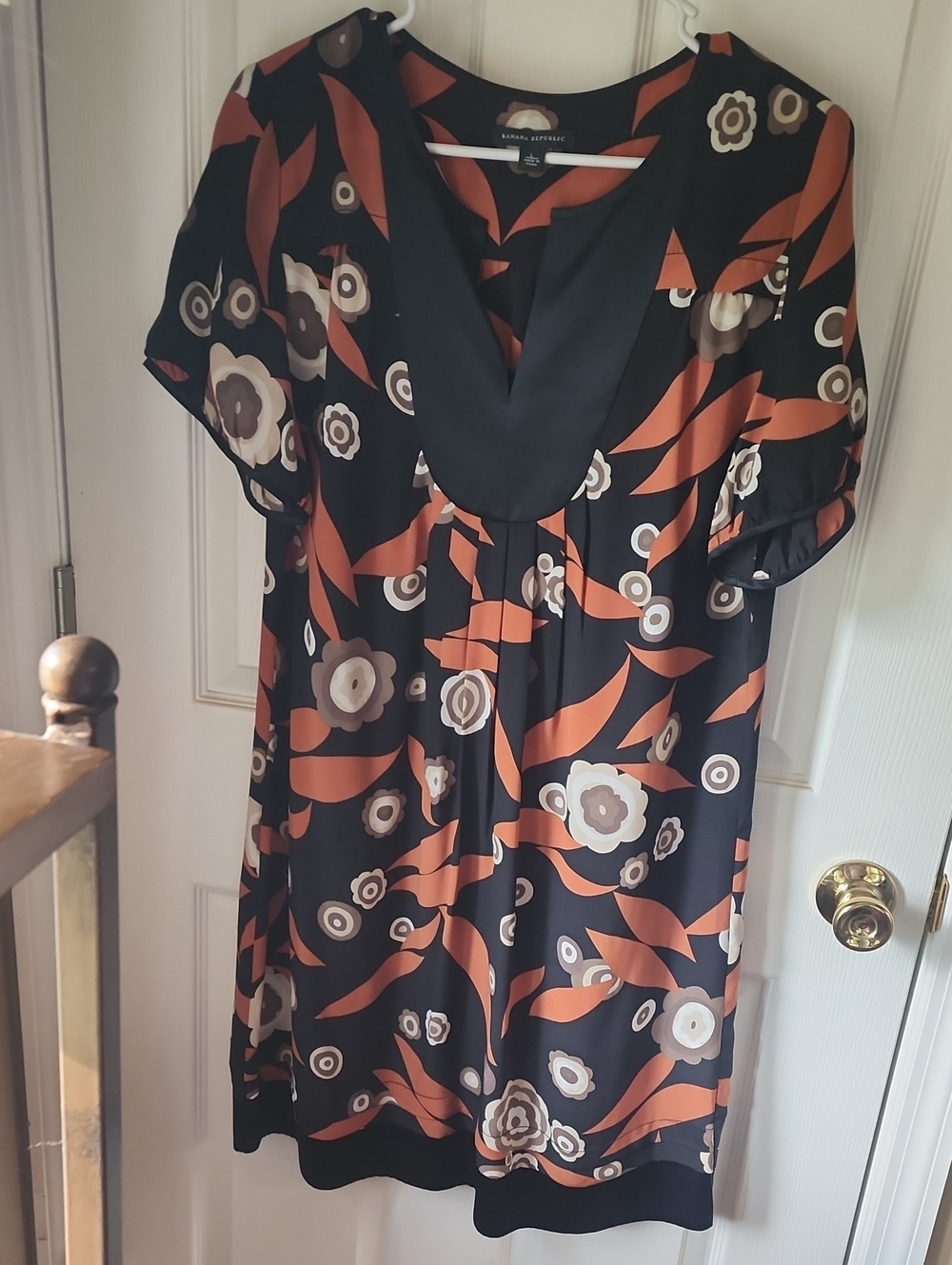Karen Millen Black and Rust Floral Midi Dress